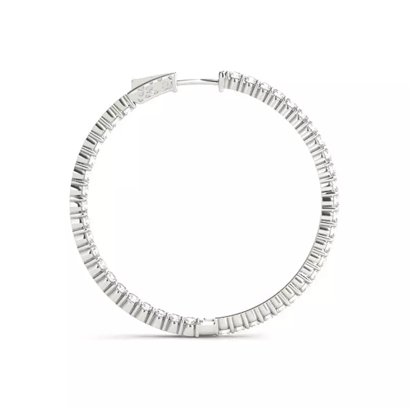 14K White Gold Classic Pavé Eternal Lab Diamond Hoop Earrings